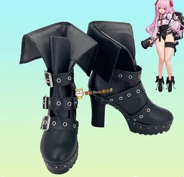 

Anime Yuni Cosplay Shoes Game Goddess of Victory NIKKE Short Black Boots Comic Cosplay Costume Prop Shoes for Halloween Party