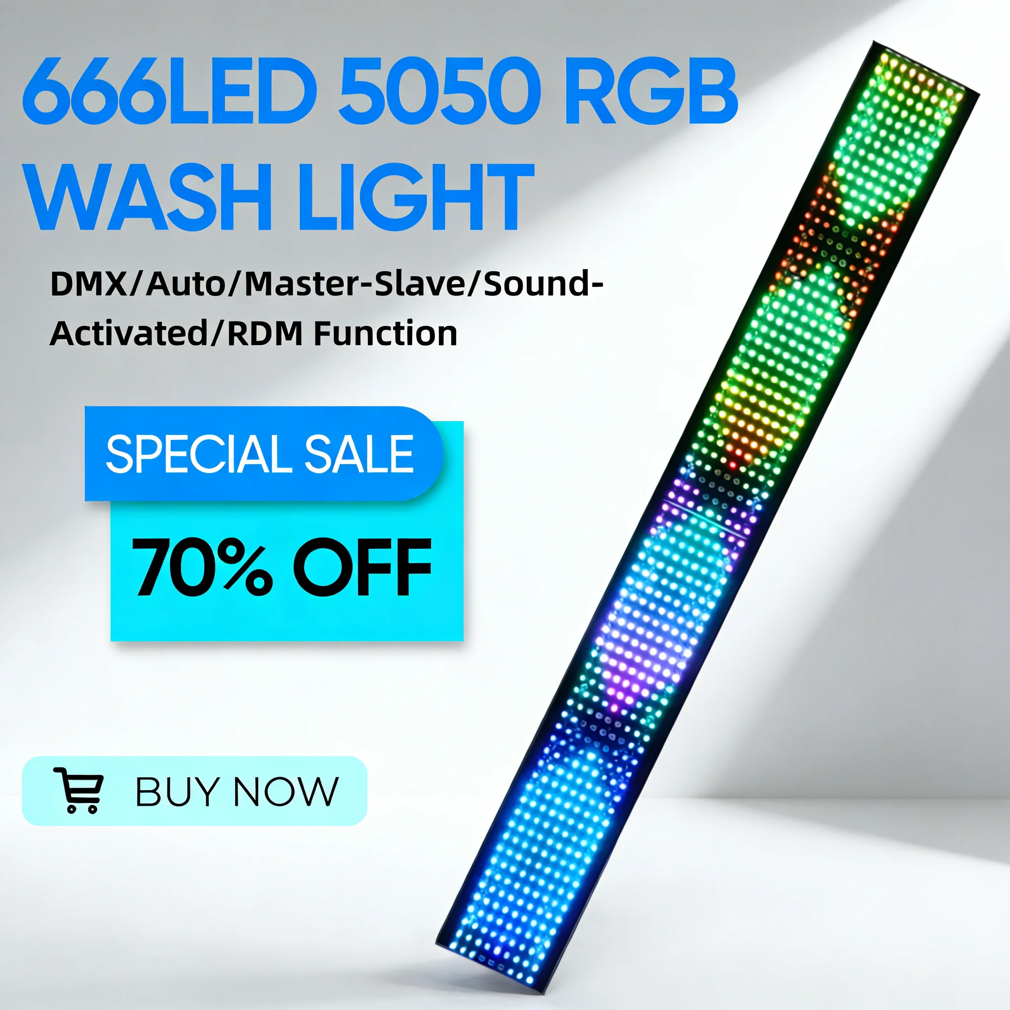 Lumière murale de lavage 120W 666LED, boîtier en alliage d'aluminium, 254 effets dynamiques, lumière de scène stroboscopique pour mariage, fête, bar, décoration de style néon