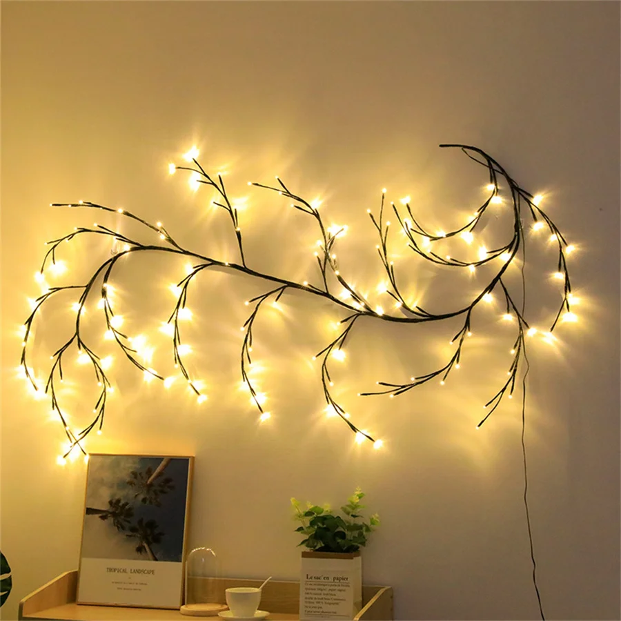 PAMNNY LED Christmas Fairy Garland String Lights Waterproof Flexible DIY Willow Vine Lights for Party Wedding Wall Indoor Decor