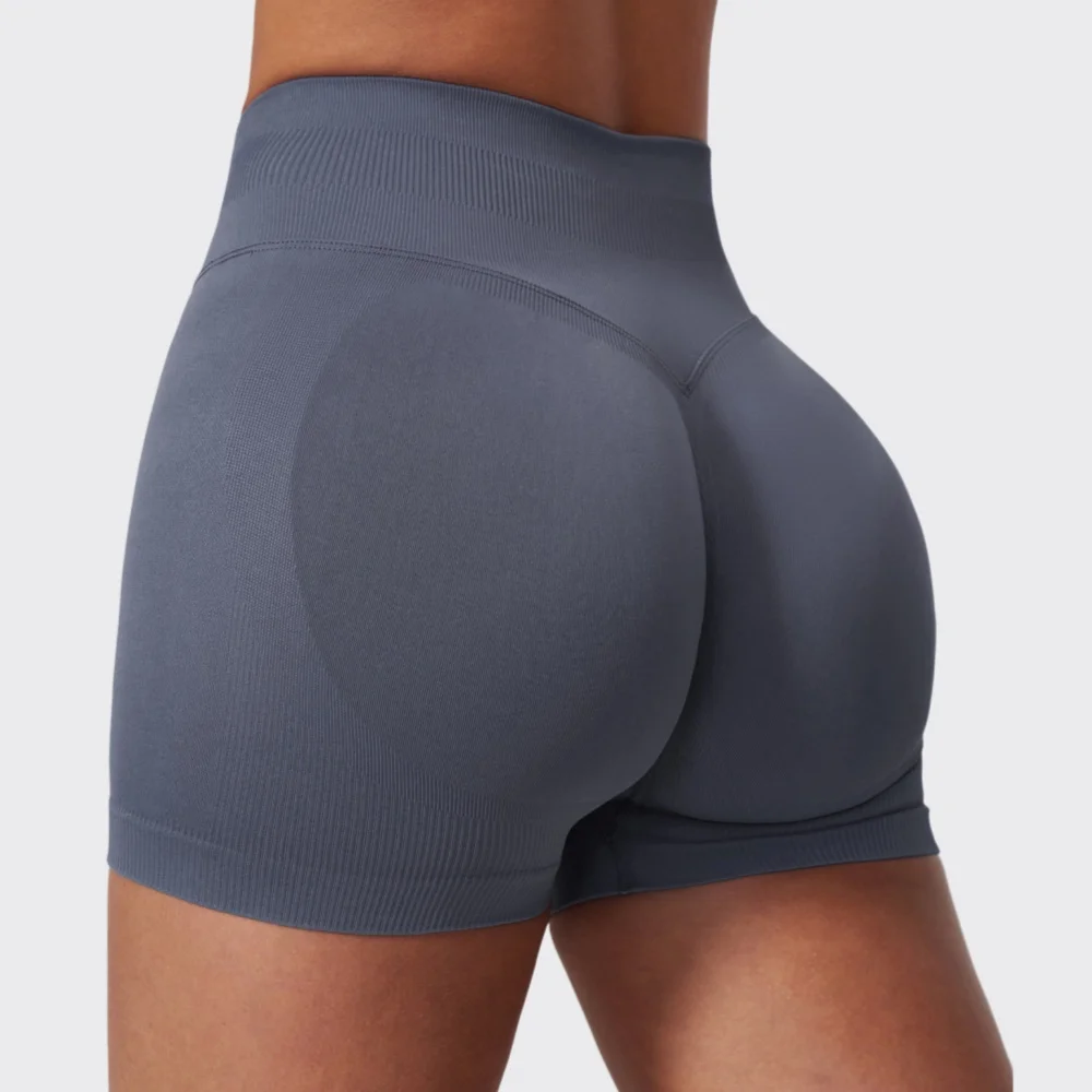 Seamless Sports Shorts Women High Waist Yoga Shorts Slim Fit Butt Lift Gym Running High Elastic Scrunch Butt Cycling Short Pants