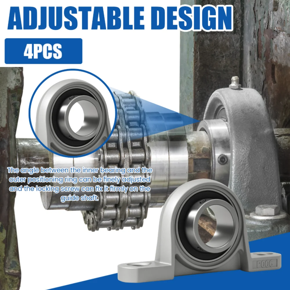 

4Pcs Zinc Alloy Flange Bearing Inner High Strength Pillow Block Set Wear Resistant Insert Bearing Block Precision for 3D Printer