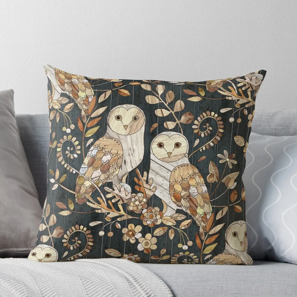 Wooden Wonderland Barn Owl Collage Throw Pillow Luxury Pillow Cover Luxury Pillow Case luxury sofa pillows