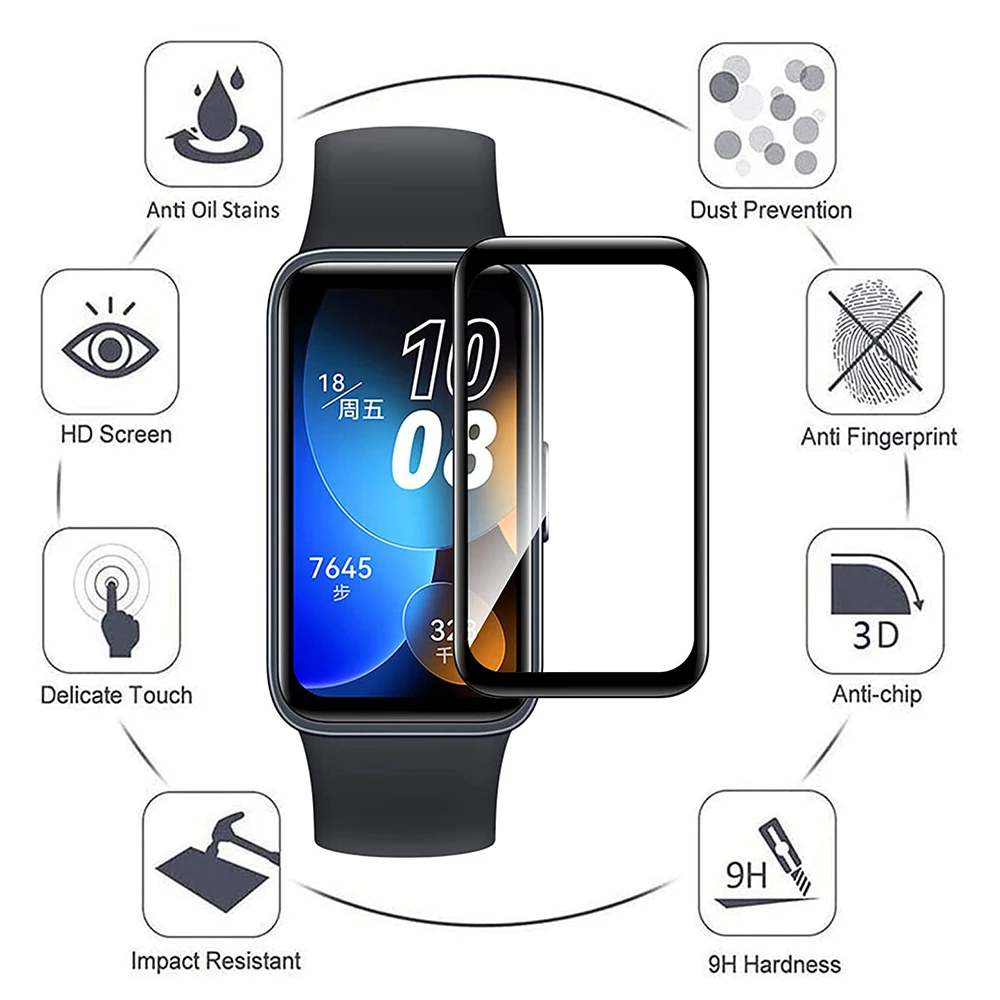 3D Curved Edge Protective Film For Huawei Band 8 7 Full Coverage Screen Protector Film