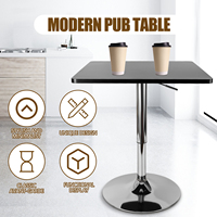 Modern Square Bar Table Kitchen Storage Table Pub Table Computer Desk 360 Degree Swivel Black 27.5-35.4inch Adjustable Height