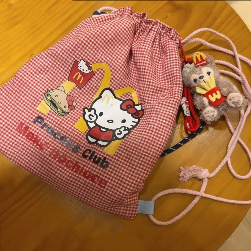 

New Hello Kitty Bag Originality Cartoon Cute Convenient Drawstring Drawstring Bag Versatile Trend Printing Delicate Storage Bag