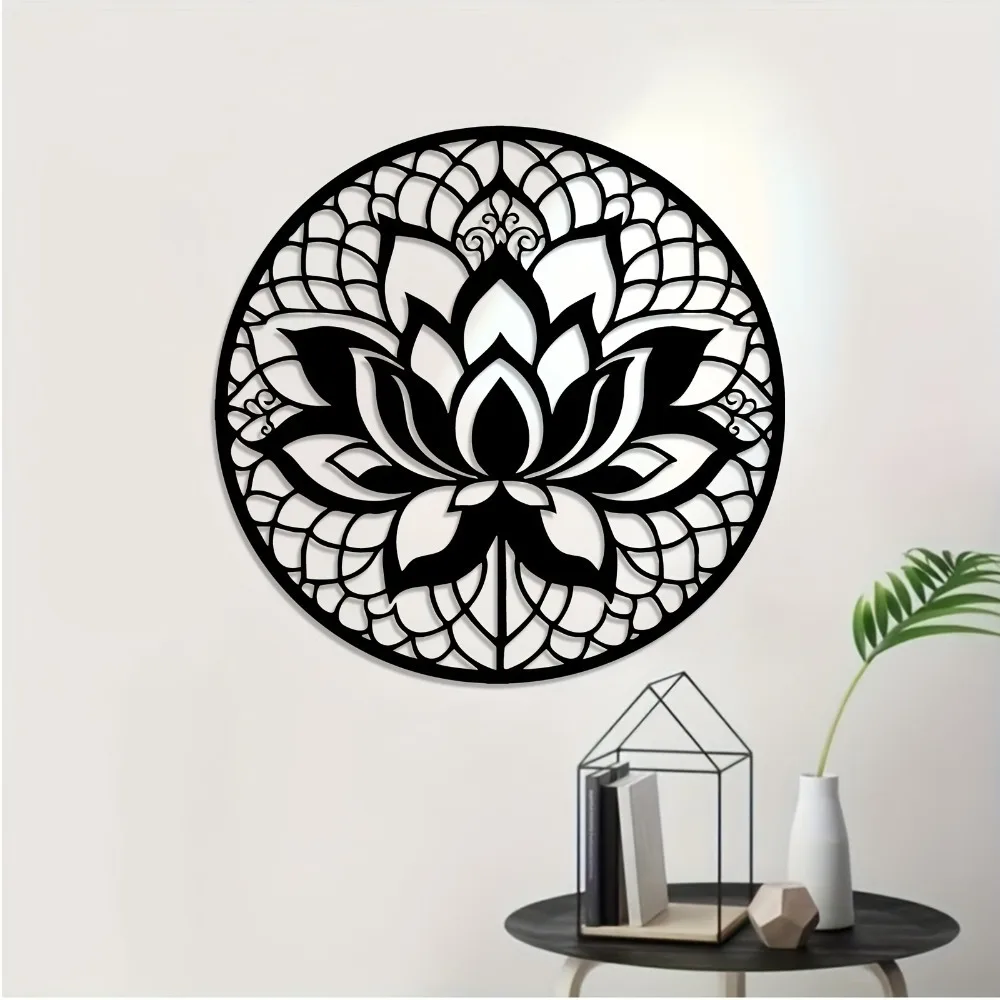 Lumiho Metal Wall Art Lotus Flower 2D Flat Aluminum Panel Decor Rustproof Weather Resistant Indoor Outdoor Home Garden Wall Hang