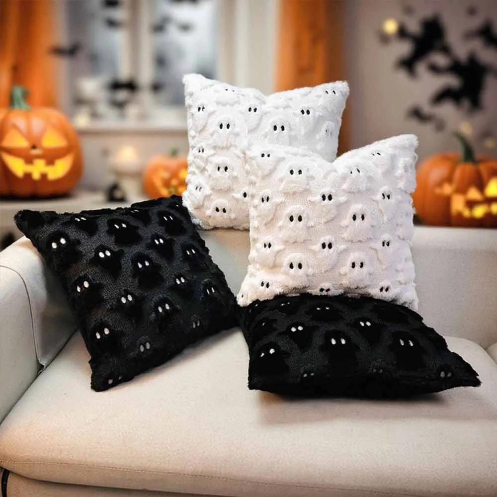 

1 PC Halloween Decoration Throw Pillow Cover Pumpkin Ghost Quilting Plush Autumn Thanksgiving Harvest Home Living Room