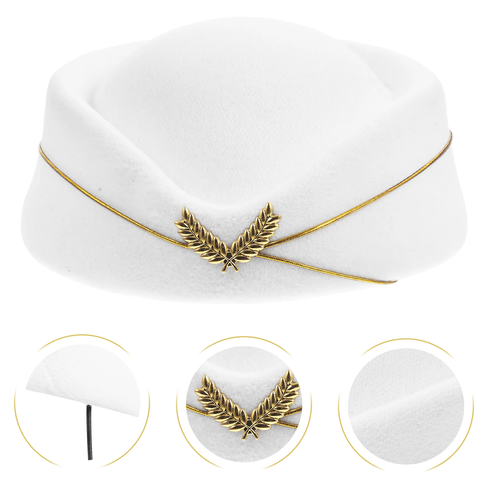 Chapeau d'hôtesse blanc M 56 58cm, Design élégant d'agent de ligne aérienne, Texture lisse, Costume de Cosplay, spectacle sur scène de fête, convient à la plupart