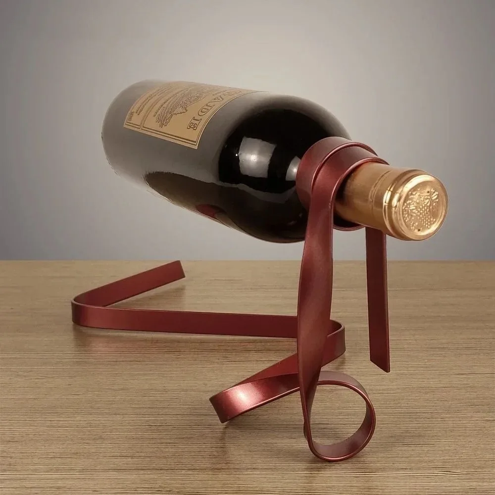 Creative Floating Ribbon Wine Rack Suspended Iron Cabinet Stand Bracket Table Decoration Wine Bottle Holder Home