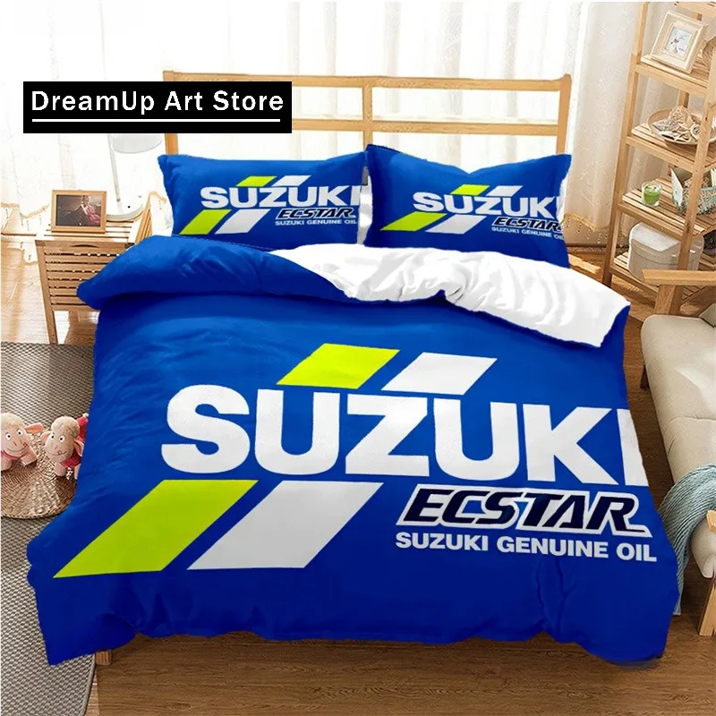 3D Print Brand S-Suzuki Logo Motorcycle Bedding Set Boys Girls Twin Queen King Size Duvet Cover Pillowcase Bed boys Adult