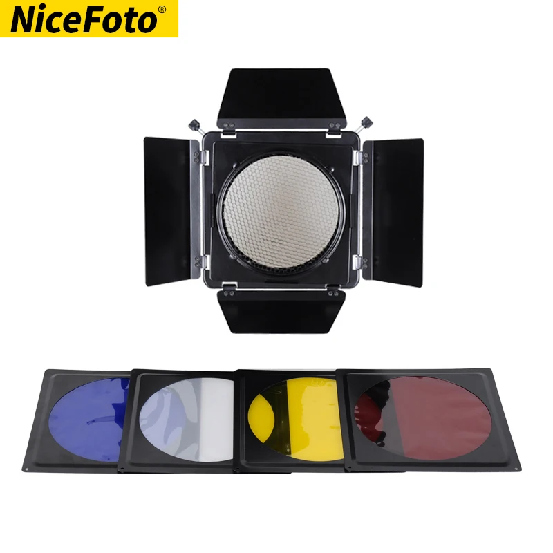 NiceFoto Photography Accessories Barn Door Filter Kits Lighting Control Studio Accessories Color Filter,Honeycomb,Light Barrier