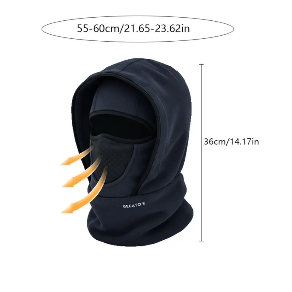 Waterproof Polar Fleece Balaclava Hat Thermal Cycling Skiing Hooded Neck Warmer for Cold Weather Face Neck Warmer Beanie Cap, image 6