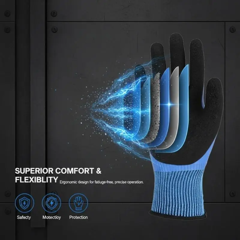 Electrical Work Gloves 1000V Insulating Blue High Voltage Protective Gloves for Electricians Industrial Safety