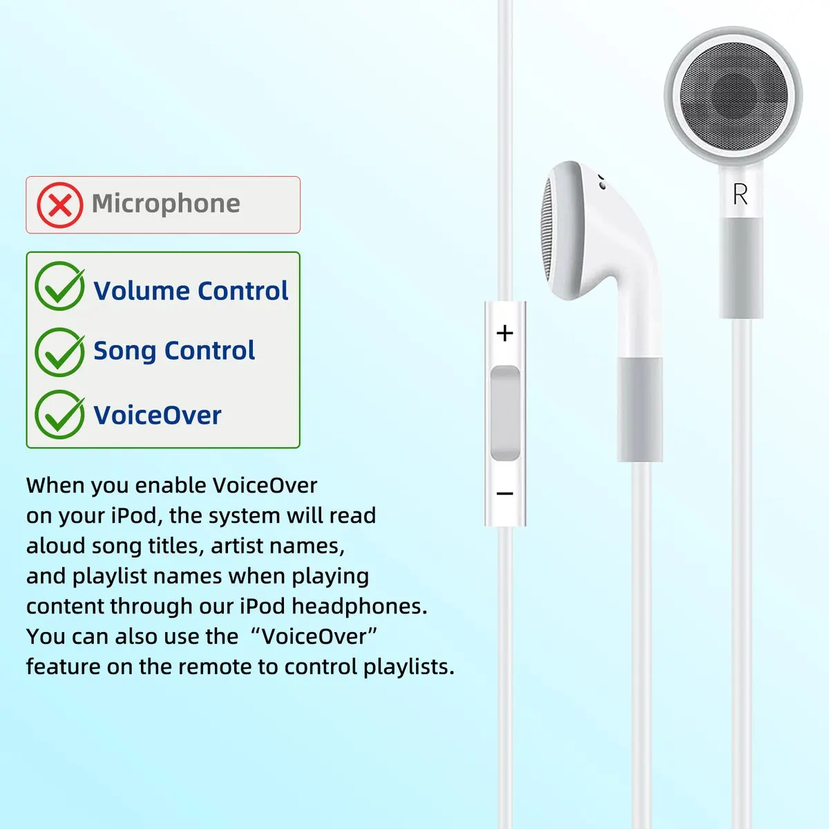 3.5mm Wired Earbuds with VoiceOver for iPod iPhone iPad