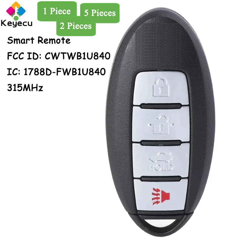 

KEYECU Smart Remote Car Key With 4 Buttons for Nissan Sentra Versa Leaf 2013 2014 2015 2016 2017 2018 2019 Fob FCC#: CWTWB1U840