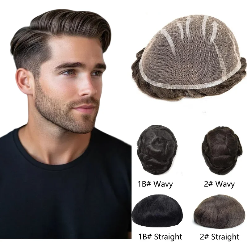 

Мужской невидимый швейцарский кружевной парик Full HD | Система замены человеческих волос, предварительно нанесенная клейкая лента