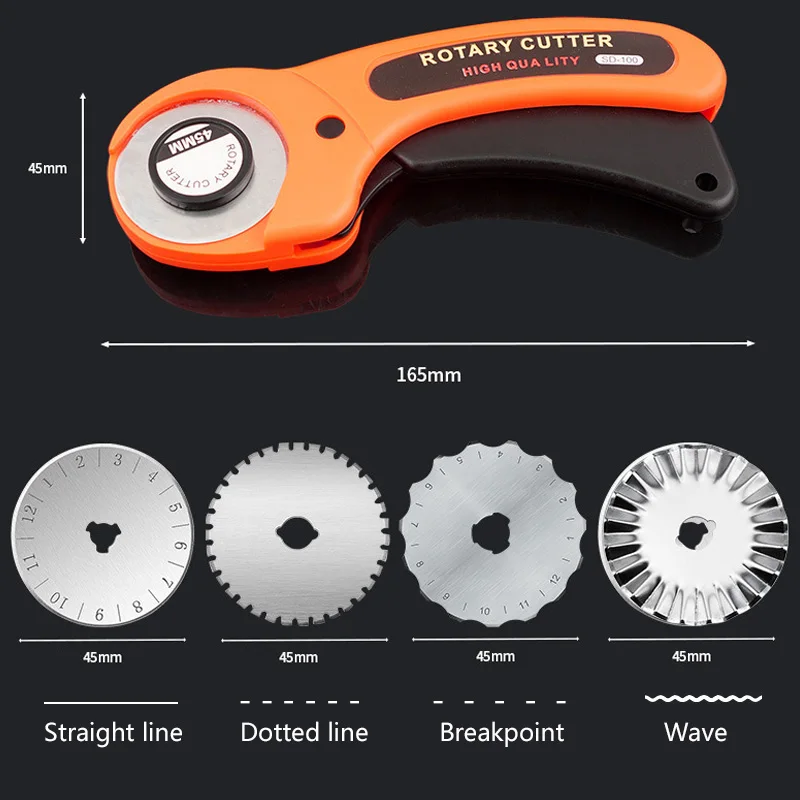 Rotary Cutter Set Quilting Kit Replacement Wave Breakpoint Blades Cutting Mat Acrylic Ruler Sewing Pins Cushion Craft Knife Clip