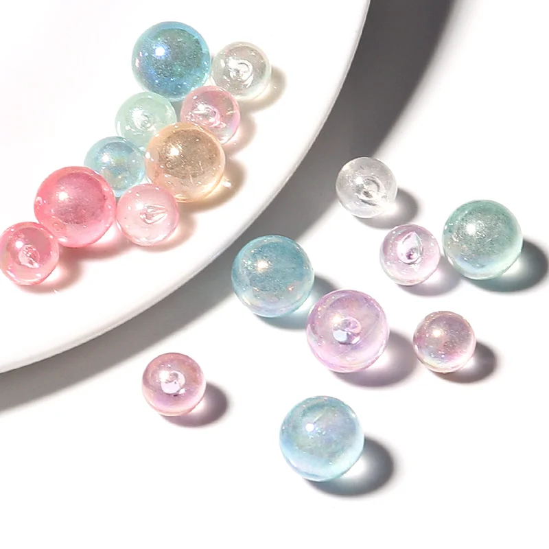 100-200Pcs/Lot 6-10mm Imitation Pearl Acrylic Beads Without Hole Round Loose Beads For DIY Crafts Gifts Ornament Making Accesso