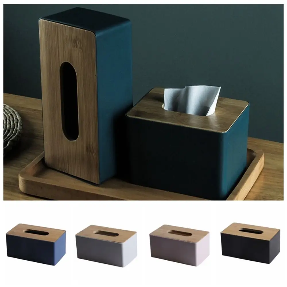 Tissue Box Napkin Holder Paper Container Bamboo Cover Solid Wood Hotel Storage Box Home Table Decoration