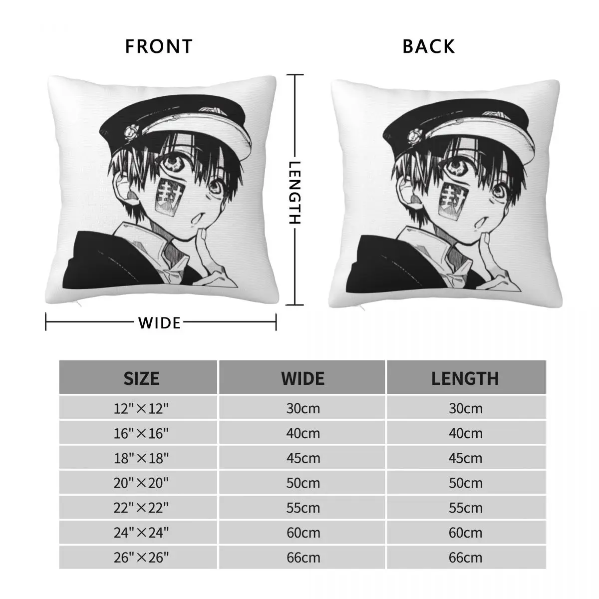 Hanako Kun Manga Cap Pillowcase Polyester Linen Velvet Pattern Zip Decor Pillow Case Sofa Seater Cushion Cover