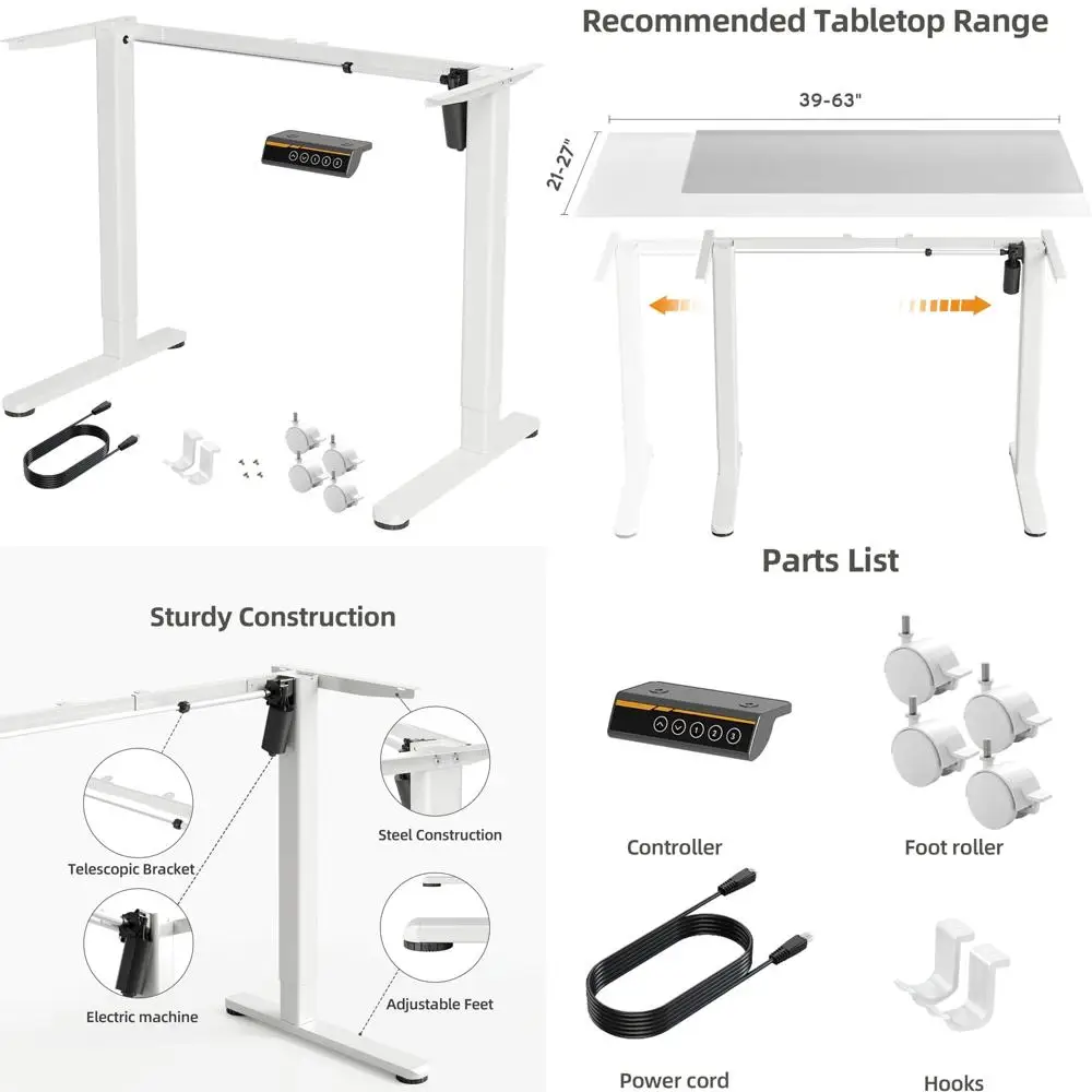 Adjustable Electric Standing Desk Frame - C-Shaped Workstation for Ergonomic Computer Desk Setup