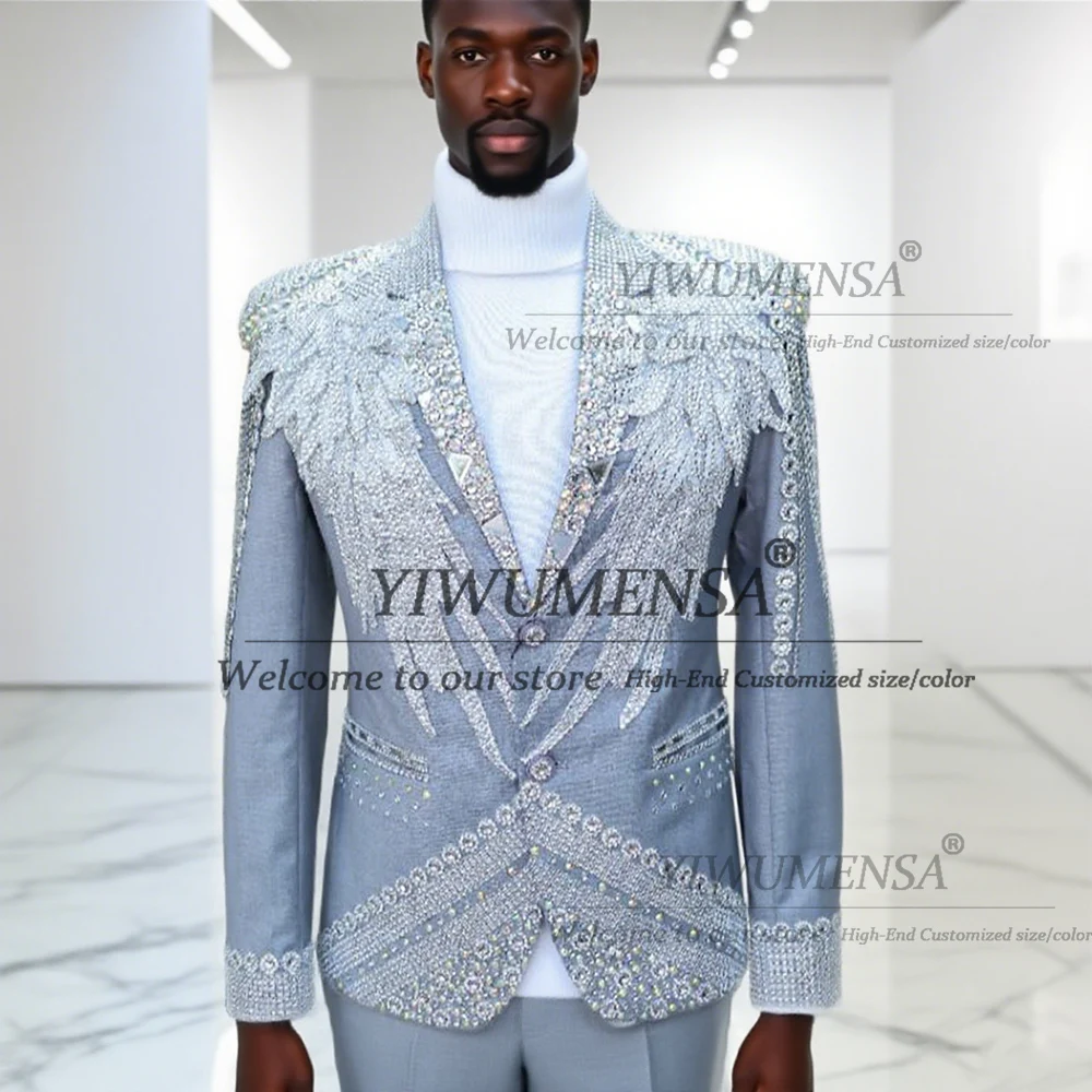 

Man Exquisite Jewelry Beaded Suit For Wedding Customized 2-Piece Formal Occasion Wedding Groom Tuxedo Slim Fit Men's Dress 2025