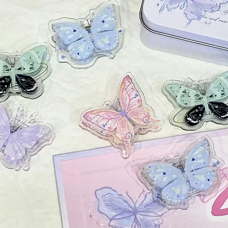 Butterfly Style Paper Clip Acrylic Retro Butterfly Non-sticky Memo Pad Clip Kawaii Snack Seal Binder Clip Kpop Photocard Paper