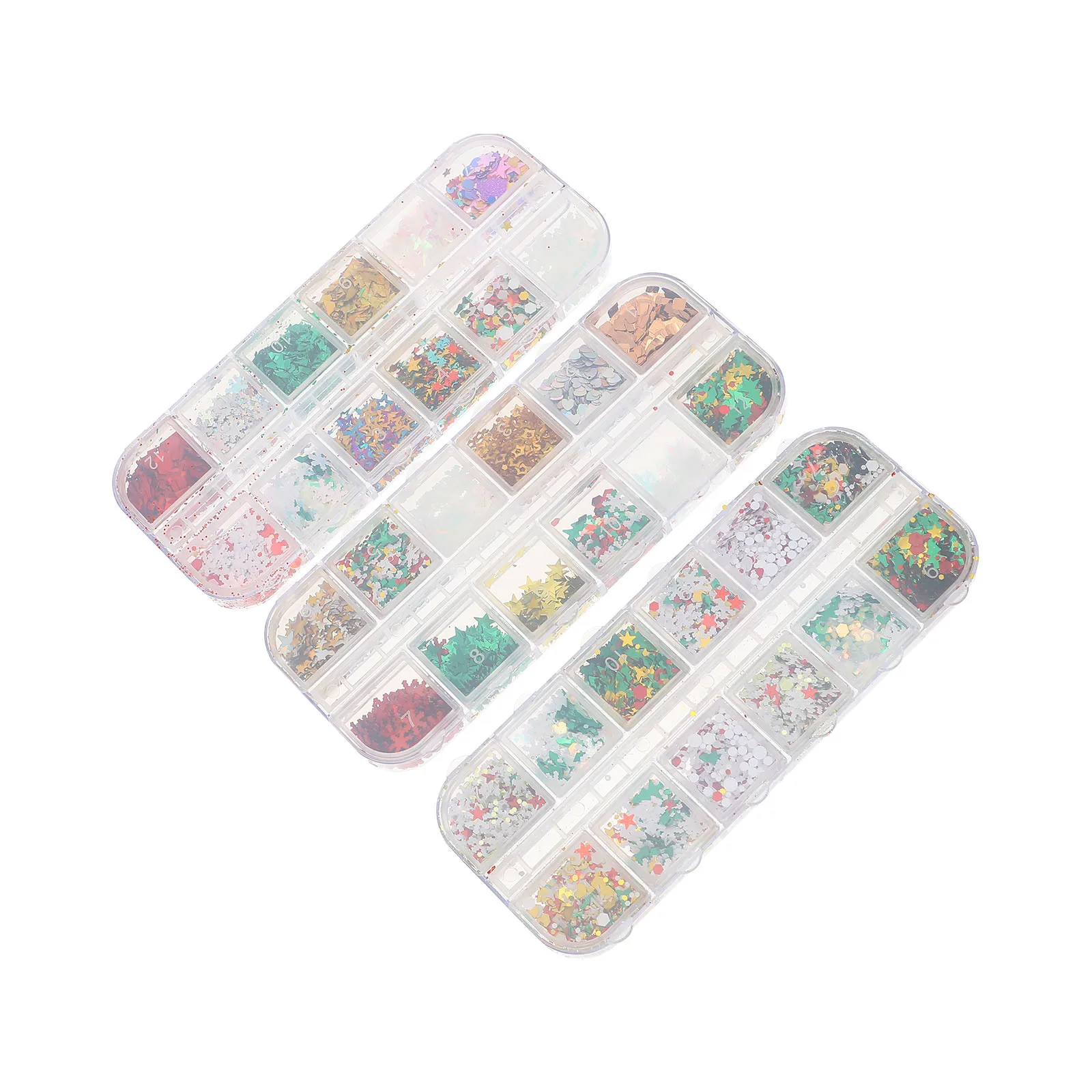 กลิตเตอร์เกล็ดหิมะสำหรับตกแต่งเล็บ 3 กล่อง สำหรับตกแต่งเล็บ โทรศัพท์มือถือ ตัว ขน และเครื่องสำอาง