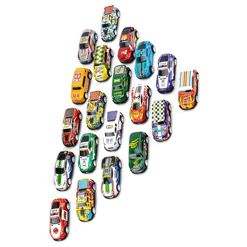 21PCS Pull Back Cars Toy Push And Pull Back Friction Powered Vehicles For 3 4 5 6 7 Year Old Kids