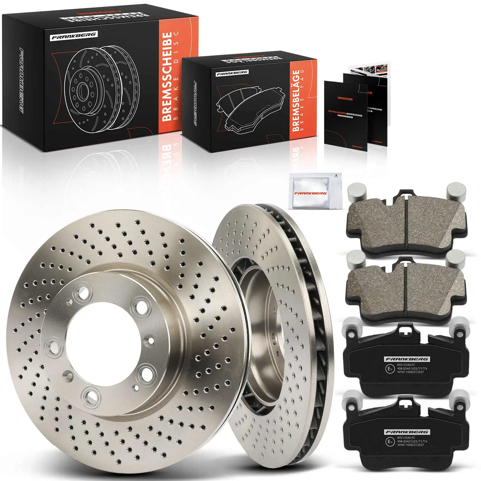 Frankberg 2x Bremsscheiben 4x Bremsbeläge Vorderachse für Porsche 911 997 Boxster 987 Boxster Spyder Cayman 99635140602