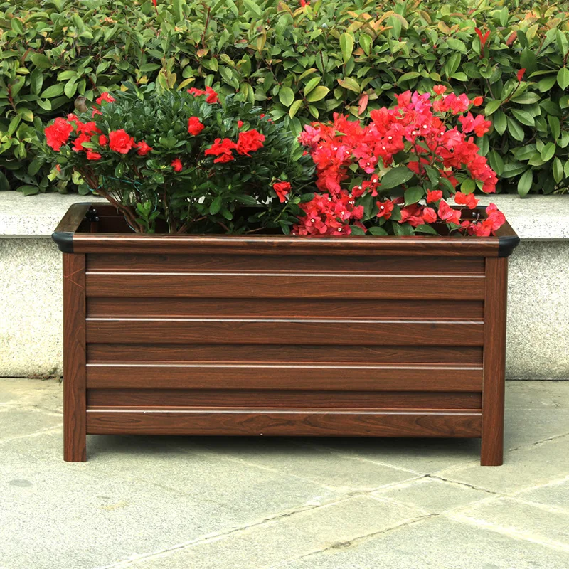 Aluminum alloy flower box Outdoor municipal road guardrail courtyard balcony pot combination bed square flower