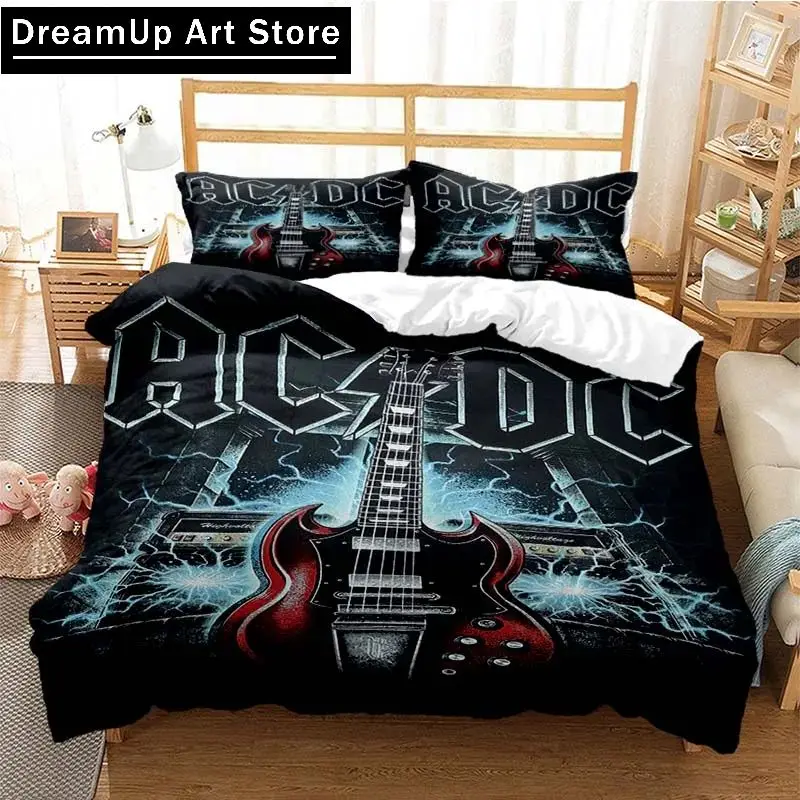 3D Print Fashion AC DC Rock Band Bedding Set Boys Girls Twin Queen King Size Duvet Cover Pillowcase Bed boys Adult Bedroom