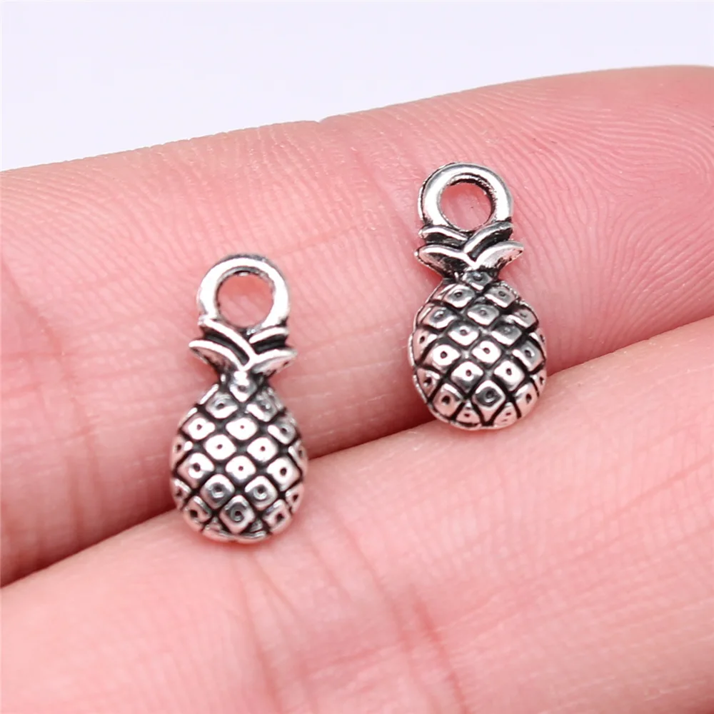 10pcs 14x7mm Antique Silver Color Pineapple Pendant Charms Hand Crafts Findings