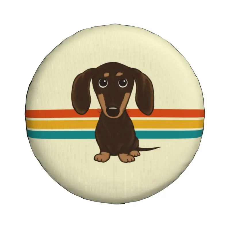 Custom Cute Chocolate Dachshund Spare Wheel Tire Cover for Toyota Cartoon Wiener Dog Jeep RV SUV Trailer Vehicle Accessories