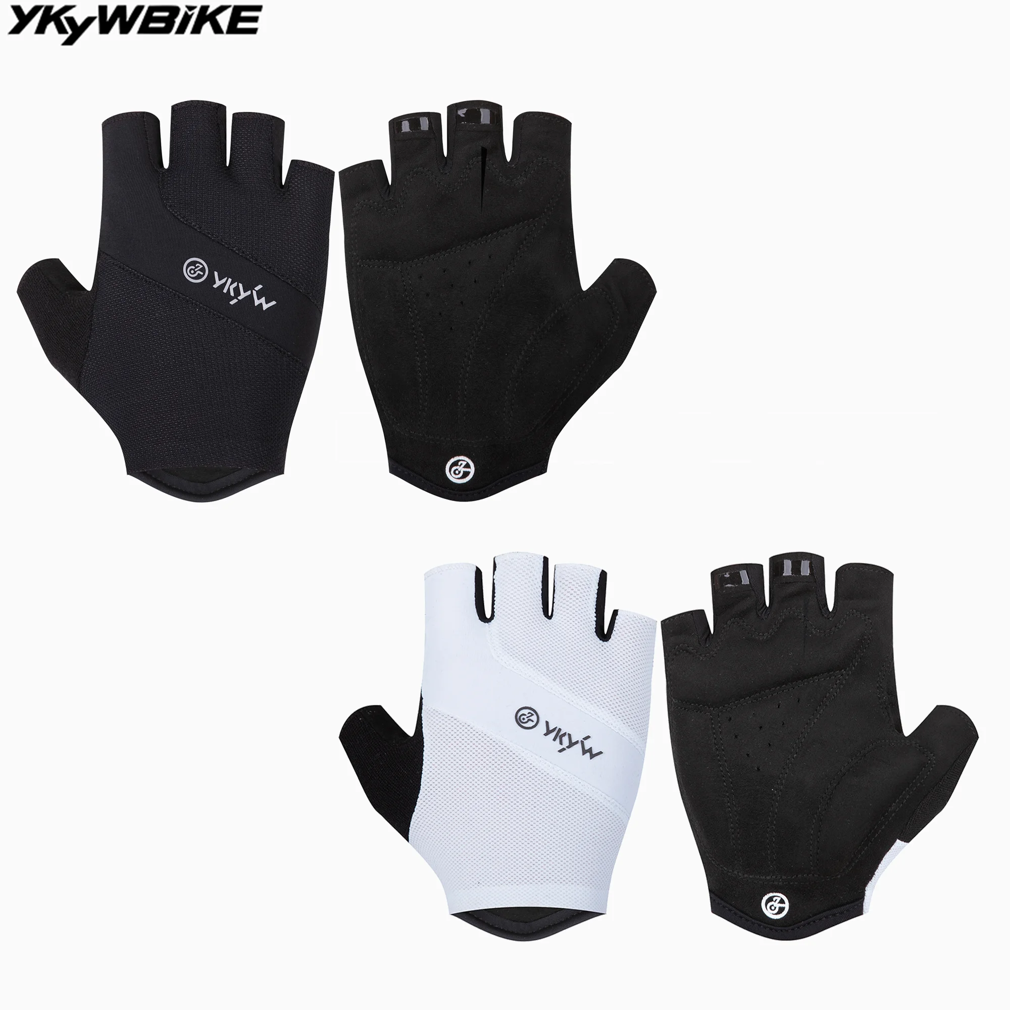 YKYWBIKE Fahrradhandschuhe Kunstleder Samt Halbfinger Rennrad Sporthandschuhe Sommer stoßdämpfende atmungsaktive Fahrradhandschuhe
