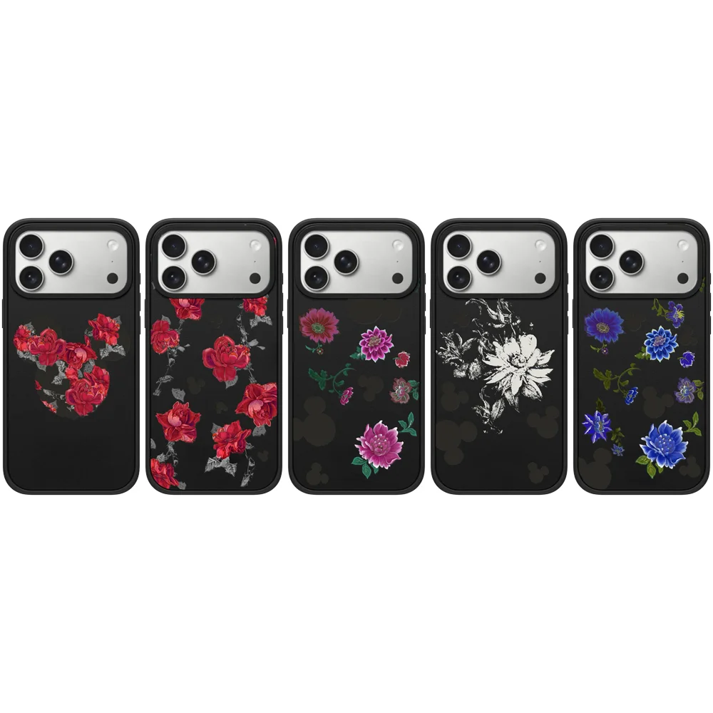 

Mouse Flower Matte Texture Black Border Magnetic Phone Cover for IPhone 13 14 15 16 17 Pro Max Case for IPhone 17Pro