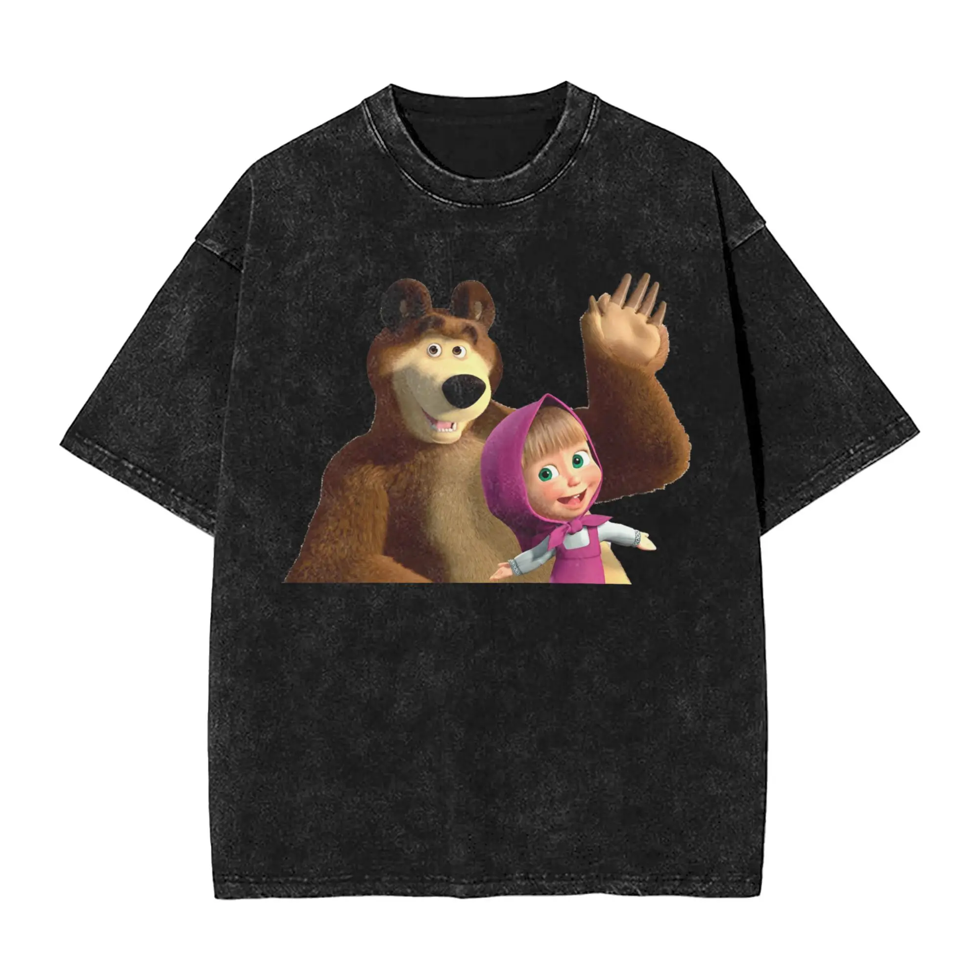 كارتون M-ماشا والدب تي شيرت الصيف Y2K الأساسية تي شيرت القطن الهيب هوب تي شيرت للرجال قصيرة الأكمام نمط تيز