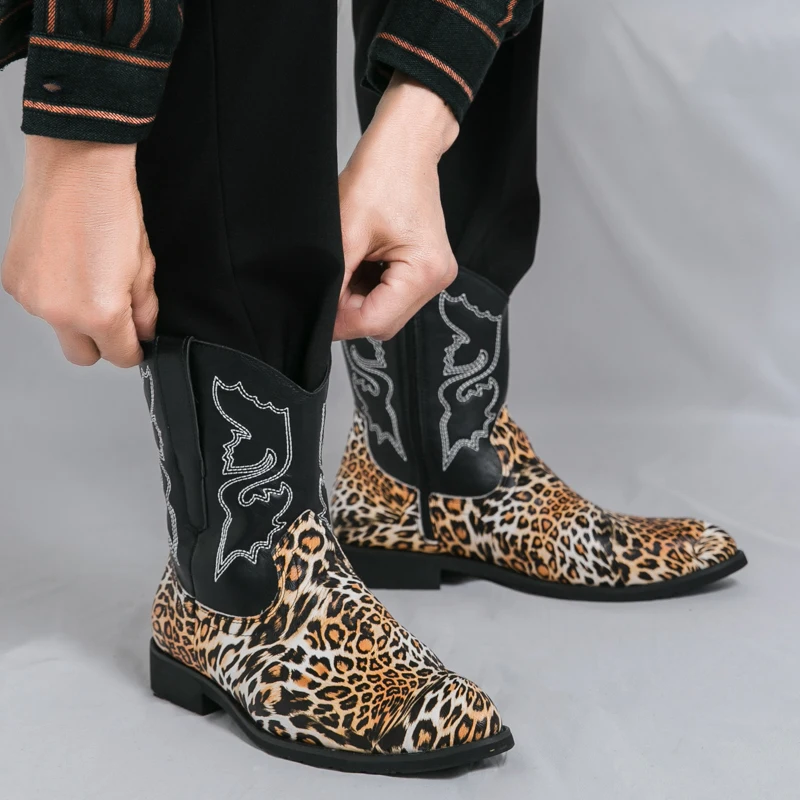 عالية الجودة اليدوية رجالي أحذية رعاة البقر التطريز الغربية الفاخرة أشار تو أحذية عالية الجودة العلامة التجارية الكلاسيكية الرجعية نمط الرجال الأحذية