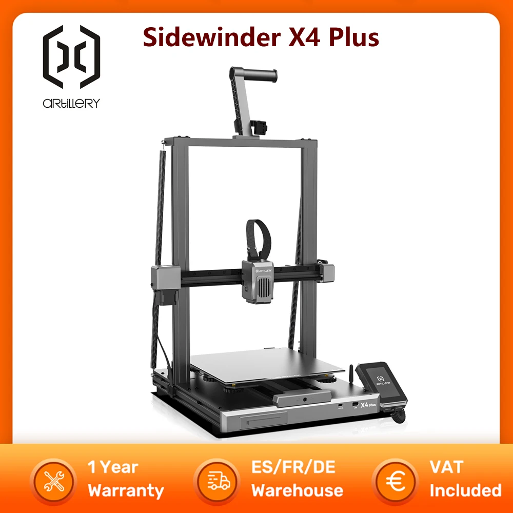 طابعة مدفعية Sidewinder X4 Plus ثلاثية الأبعاد عالية السرعة 500 مم/ثانية مع منطقة طباعة 300 × 300 × 400 مم X Y-محور طارد معدني آلة FDM