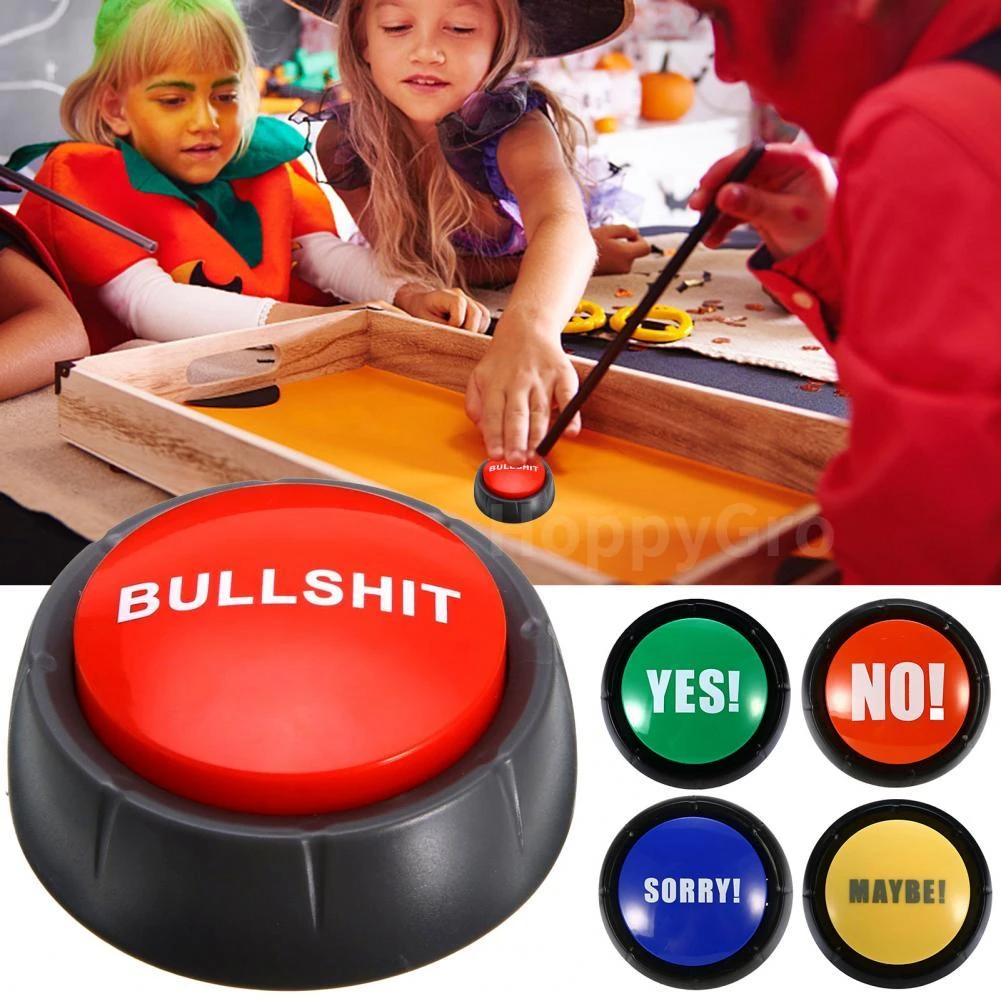 Funny Talking Button No Sorry Yes Sound Party Button Bullshit Maybe Toys Home Office Party Gag Funny Toy For new Vocal toys