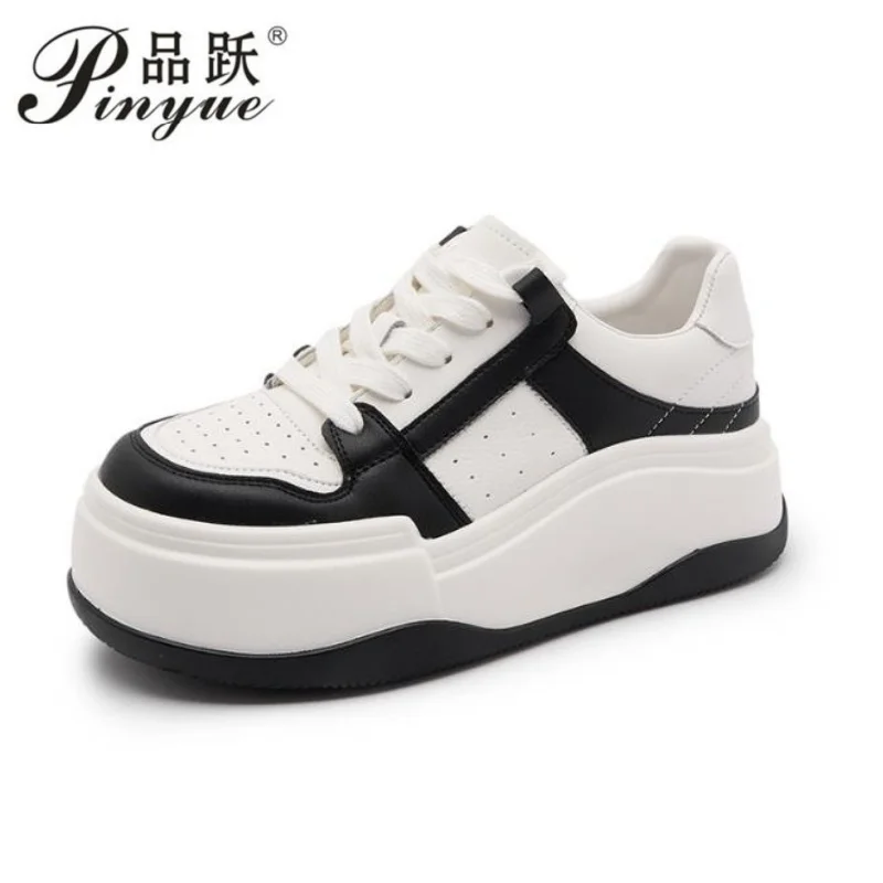 

Женские повседневные туфли из натуральной кожи на платформе 6 см, массивные кроссовки на танкетке, женская обувь для отдыха, осенне-зимние кроссовки, размеры 35-40