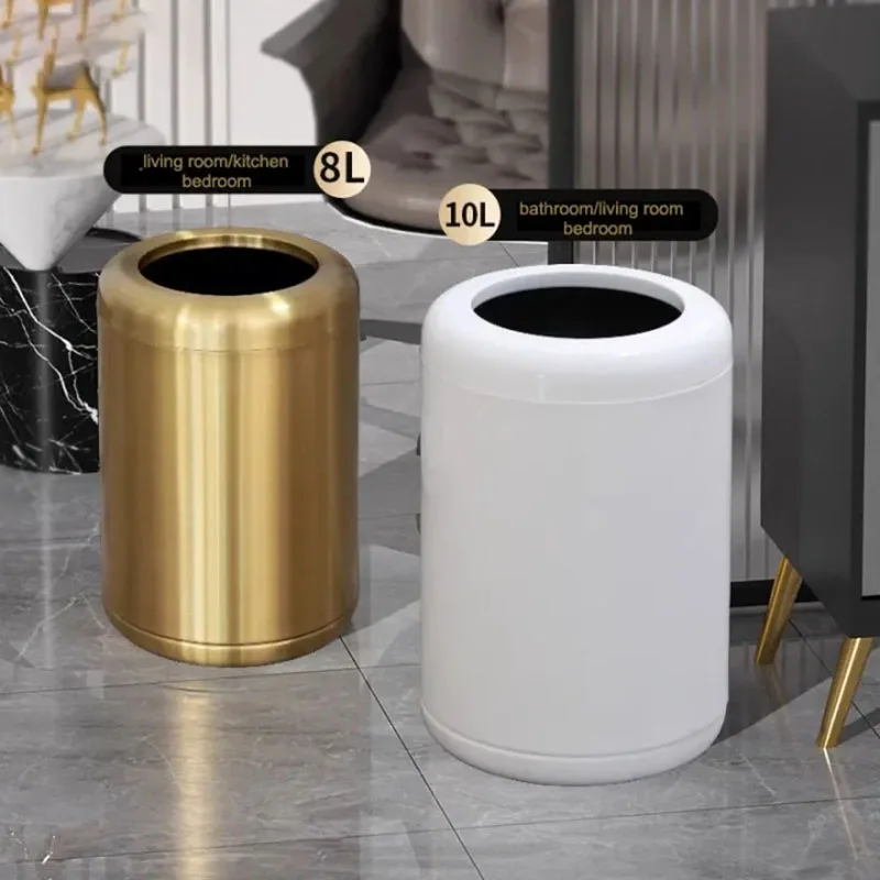 8L Open Top Stainless Steel Trash Can High Quality Double Layer Garbage Bin for Bathroom Living Room Bed Room Office