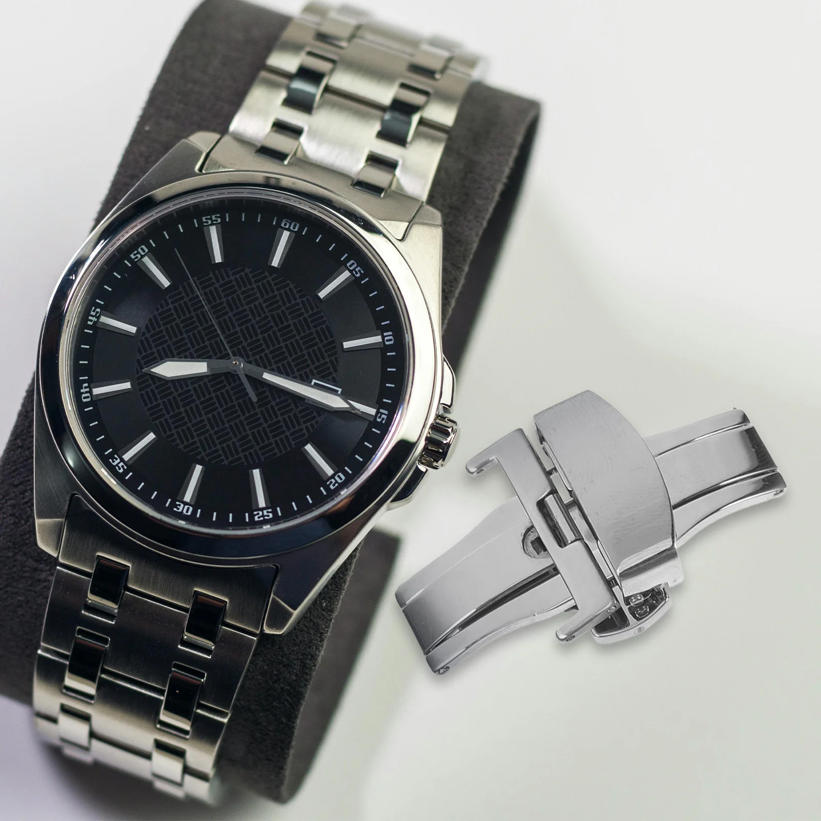 กระดุมสแตนเลสขนาด 20 มม. แบบกดสองชั้น สำหรับตัวล็อคสายนาฬิกา  อะไหล่เปลี่ยนตัวล็อคสายนาฬิกา สีเงิน