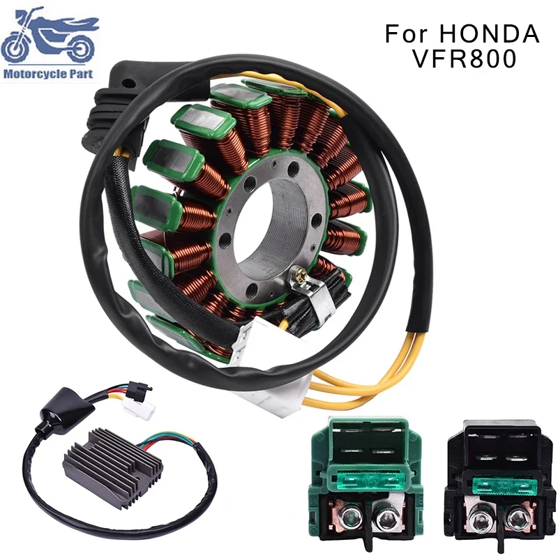 

Motorcycle Generator Magneto Stator Coil & Regulator Rectifier & Starter Solenoid Relay Kit For HONDA VFR800 VFR 800 2002-2009