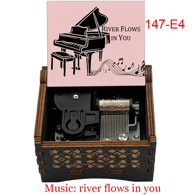 Piano Music River Flows in You Black Wooden Music Box, South Korea Pianist Song Girlfriend Birthday Family Holiday New Year Gift