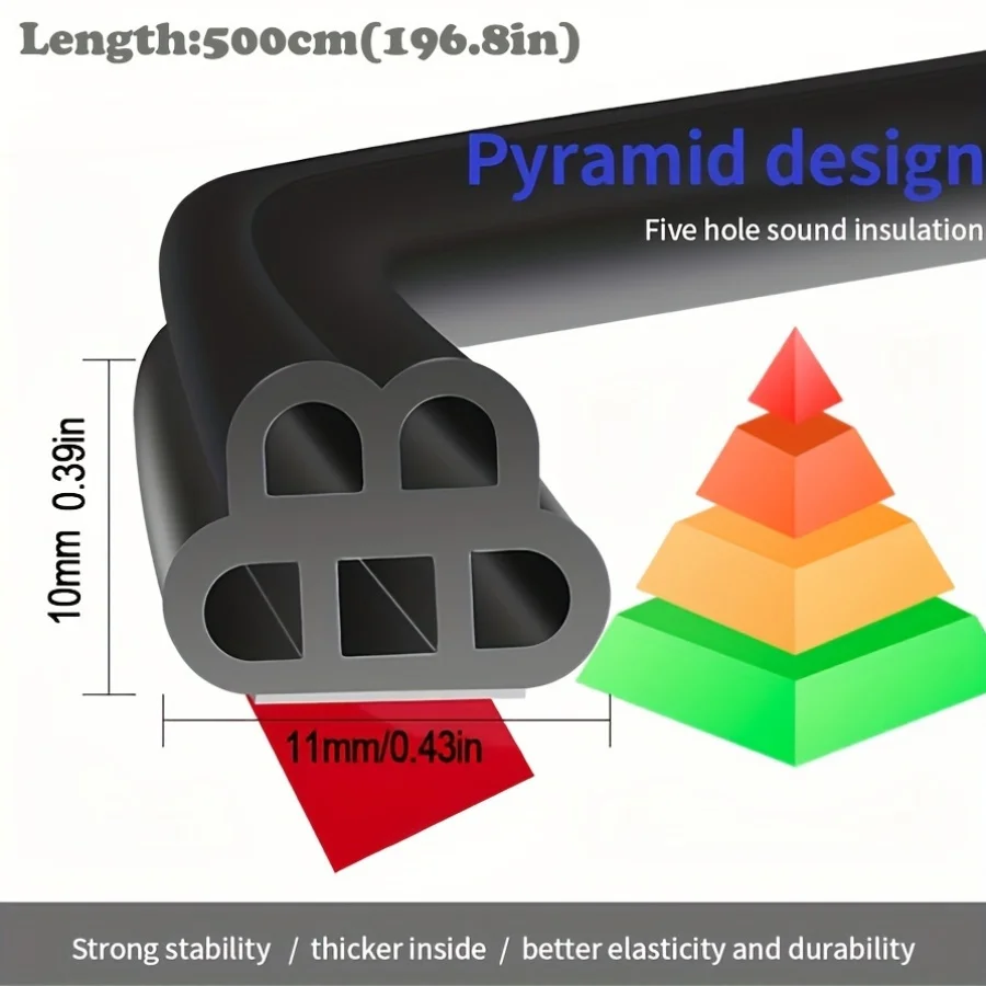 5Meters Reduce Sound Proof Foam Car Seal Strip Thicken Anti-noise Soundproof Rubber Car Silence Scheme Rubber Seal Strip