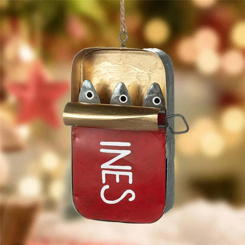 AEE2-Время сардинами, изящное подвесное украшение, необычная маленькая деталь, забавные украшения для рыбалки, сардина, банка консервированных рыб, морепродукты