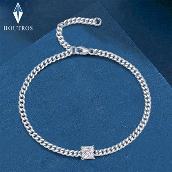 D color VVS1 Moissanite bracelet for women Oval round princess cut Lab diamond bracelets adjustable 925 sterling silver chain