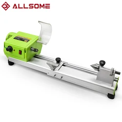 ALLSOME BG-3306 Variable Speed Mini Benchtop Wood Lathe MICRO Woodturning Lathe Grinding Polishing Beads Drill Rotary Tool Set