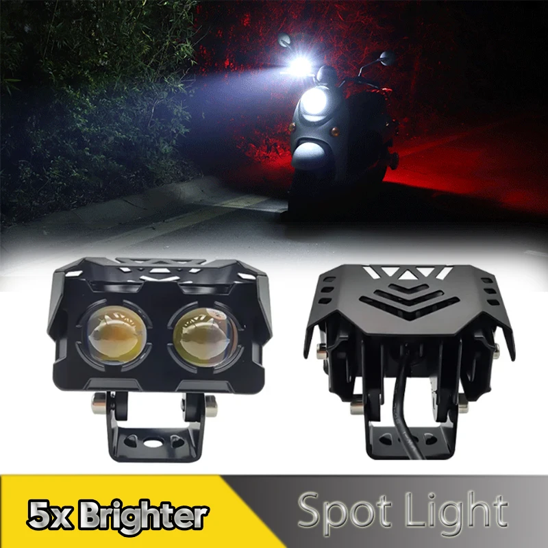 

1Pcs Motorcycle LED Spot Lights Dual Color Headlights Driving Light Hi/Low Beam Fog Lamps Car Trucks SUV UTV 12V 24V Mini Lens